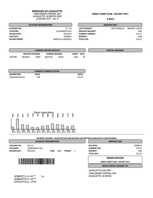 Sample E-Bill